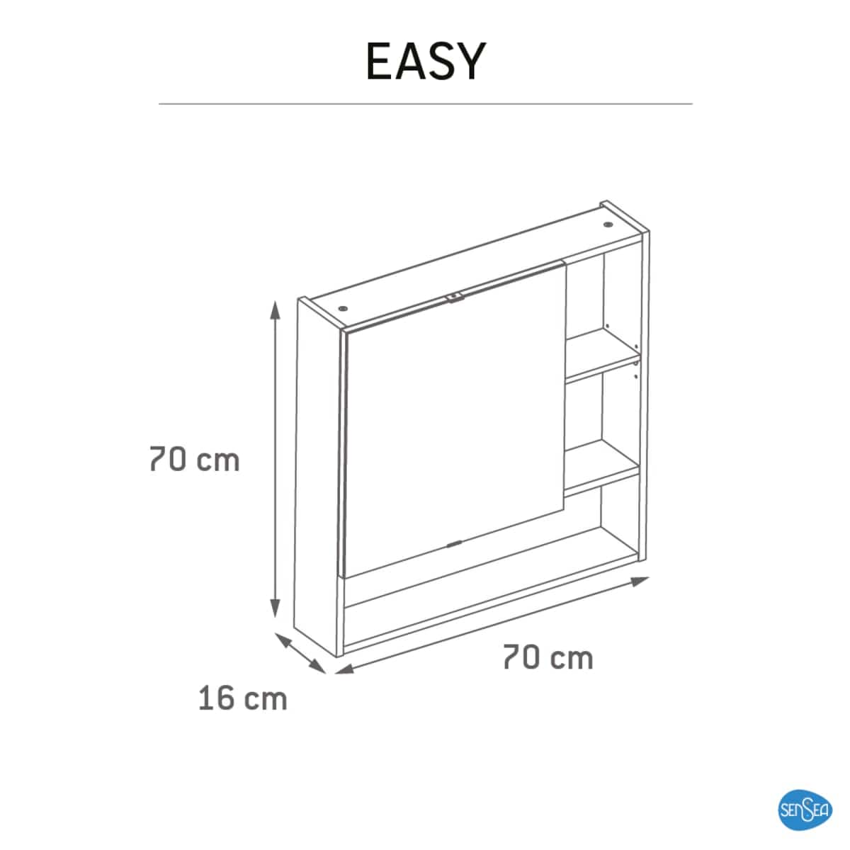 Bricocenter EASY STORAGE MIRROR CM. L70XP16X70H WITH 2 OAK SIDE SHELVES