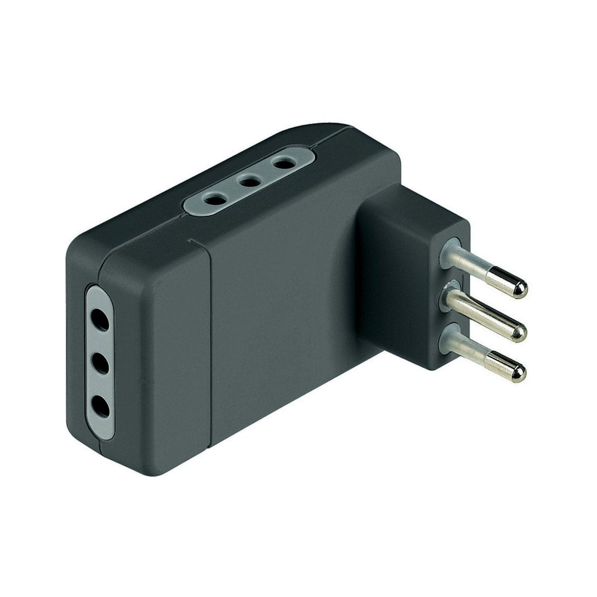 Bricocenter SPACE-SAVING PLUG ADAPTER 10A 3 SOCKETS BLACK