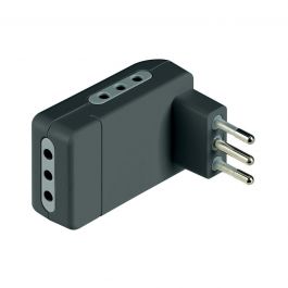 SPACE-SAVING PLUG ADAPTER 10A 3 SOCKETS BLACK