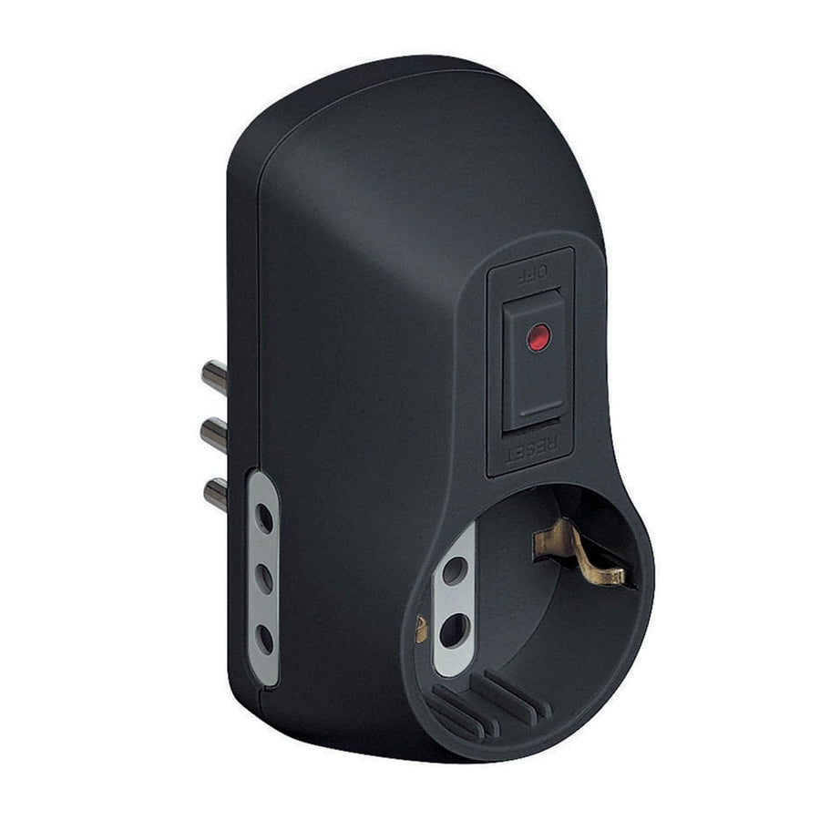 Bricocenter ADAPTER PLUG 10A 1 UNIVERSAL 2 10A WITH SWITCH GREY