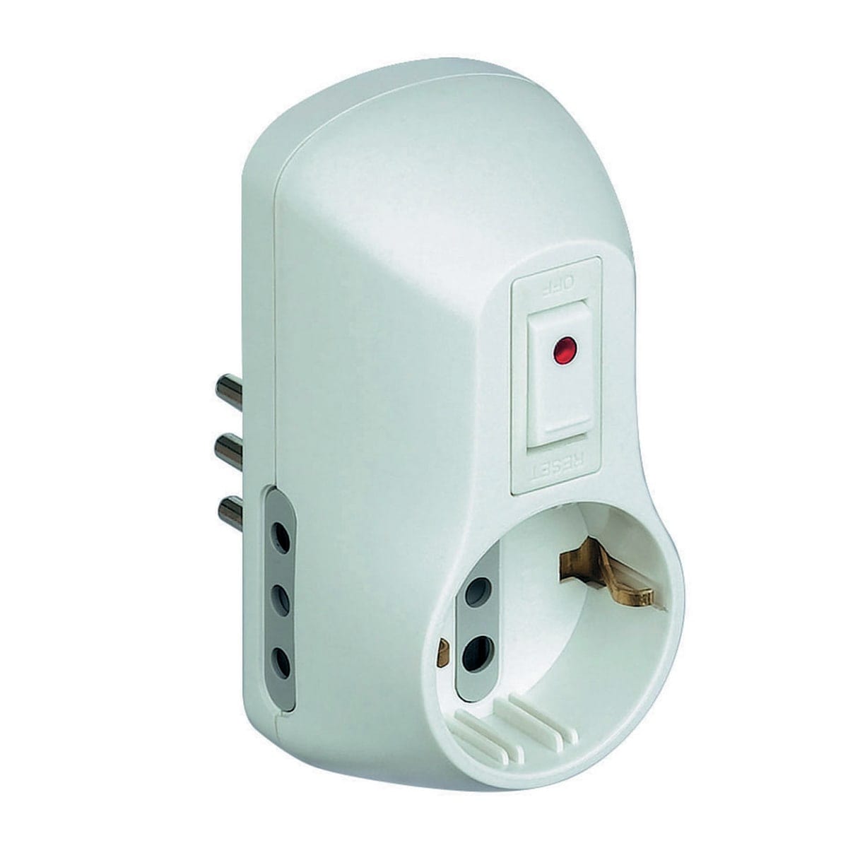 Bricocenter ADAPTER PLUG 10A 3 PLACES 2 SOCKETS 10A 1 UNIVERSAL WITH SWITCH WHITE