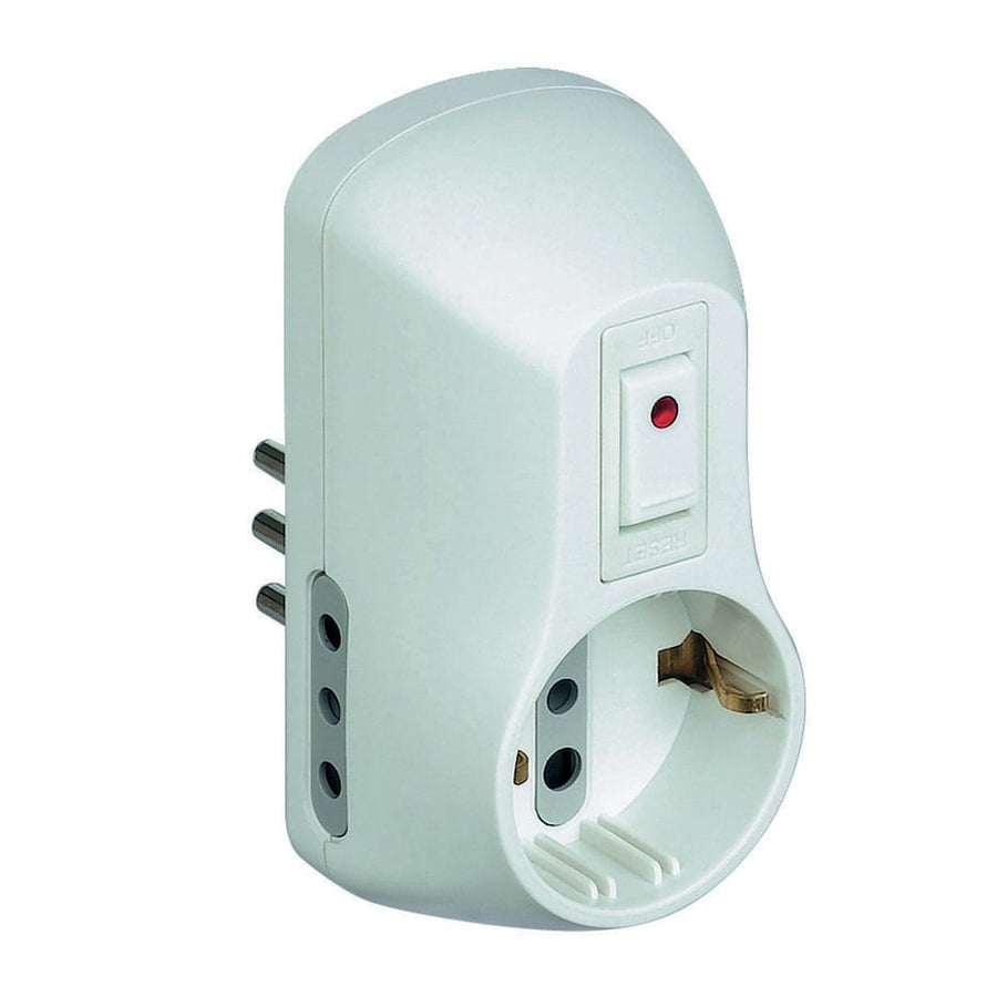 Bricocenter ADAPTER PLUG 10A 3 PLACES 2 SOCKETS 10A 1 UNIVERSAL WITH SWITCH WHITE
