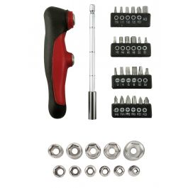 DOUBLE-ENDED T-HANDLE WITH MAGNETIC EXTENSION 24BITS 11BUSHINGS