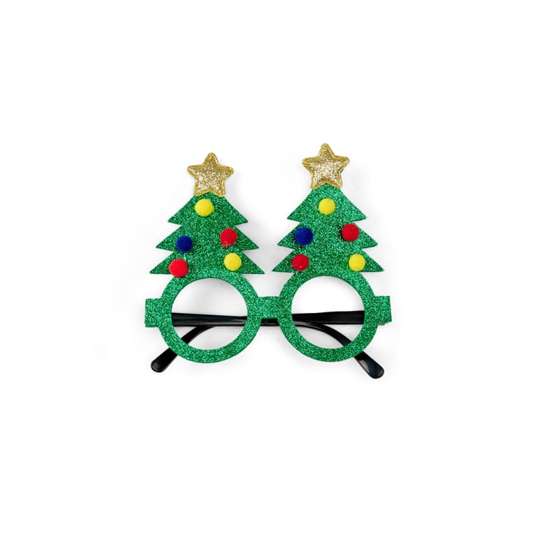 ANTLERS Green glitter glasses, W 15 x L 14 cm