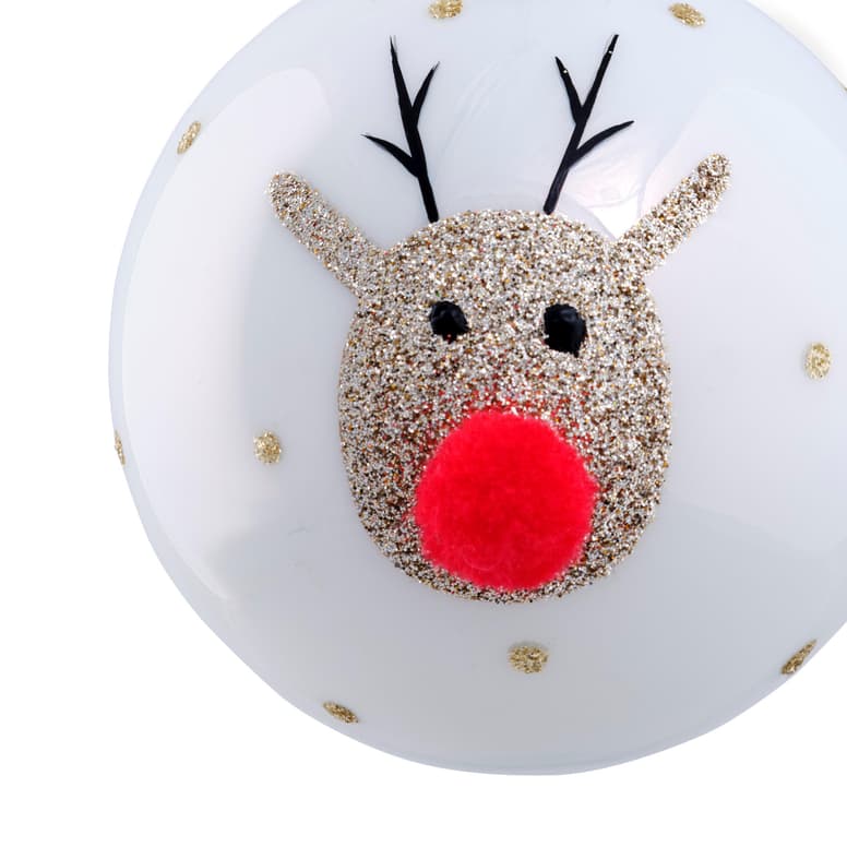 Casa RUDO CHRISTMASBAUBLE Ø8CM WHIT