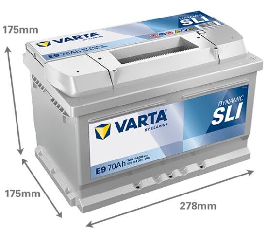 VARTA CAR BATTERY BLACK DYNAMIC E9 7OAH STARTING 640