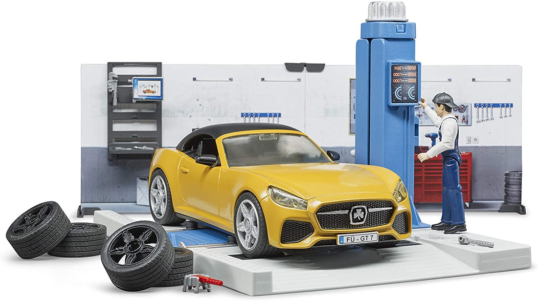 Automobile Workshop with Roadster and Accessories