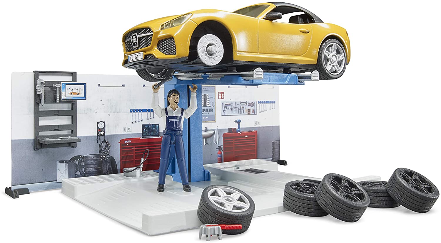 Automobile Workshop with Roadster and Accessories