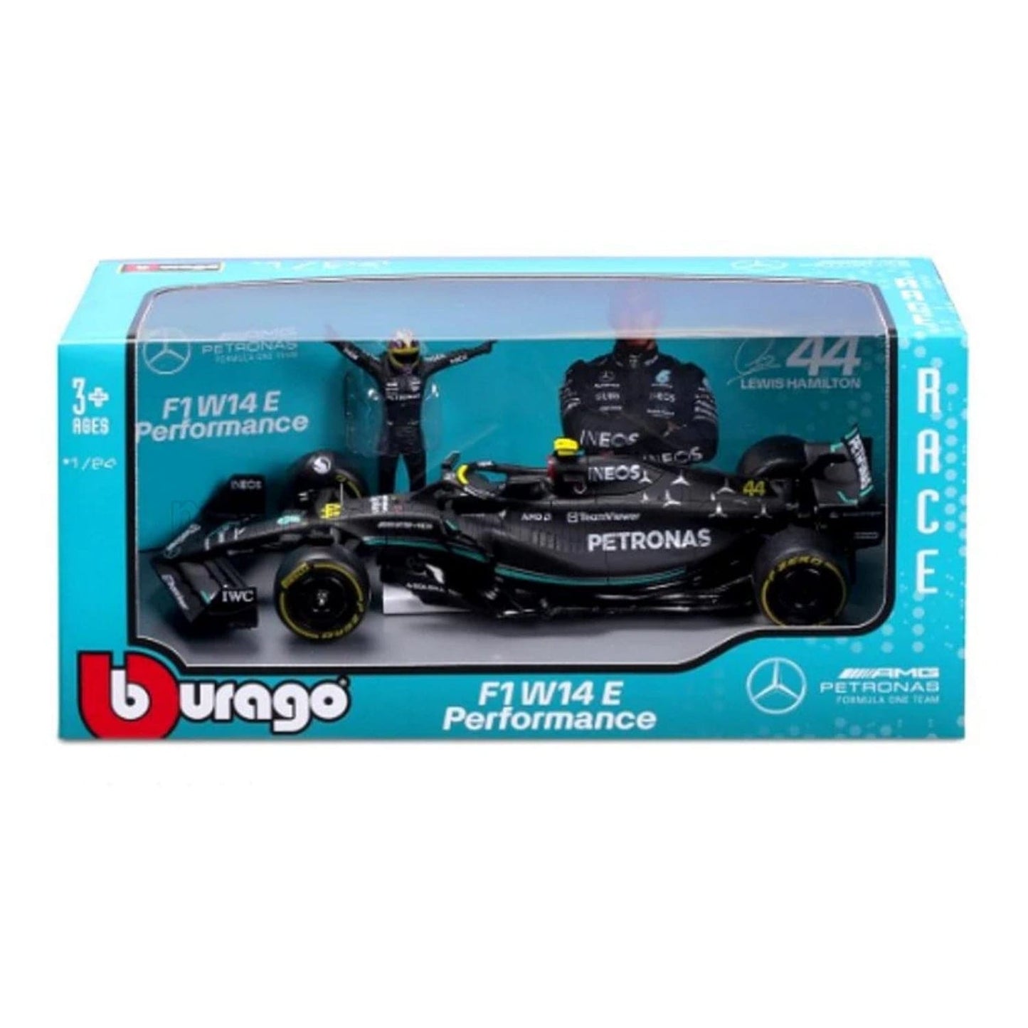 Toys F1 MERCEDES W14 E PERFORMANCE  #44 W/HAMILTON FIGURE - 1:24