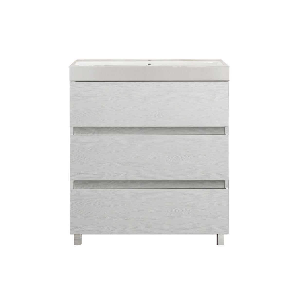 New Kora white ash-effect bathroom cabinet with 3 drawers, 80cm