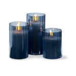 LED RIB CANDLE S/3 ION BLUE