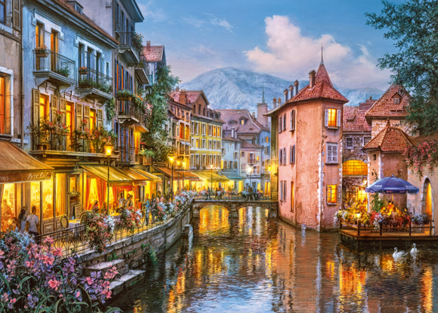 1000 piece puzzle - Evening in Annecy