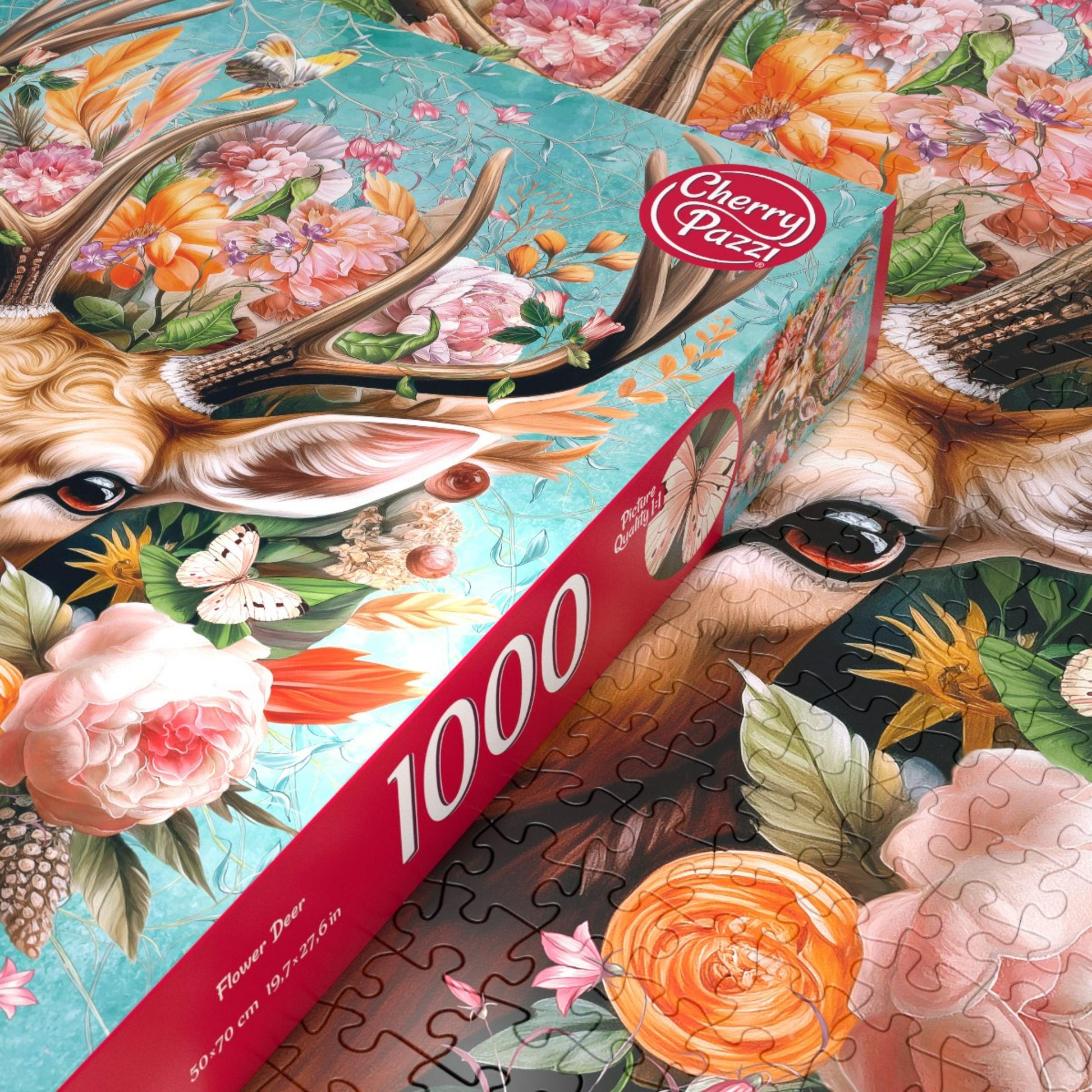 1000 piece puzzle - Flower Deer