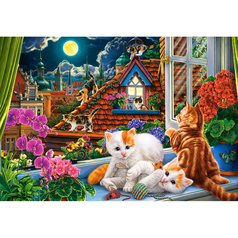 Puzzle 1500 Pezzi - Kittens on the Roof