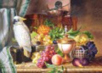 Puzzle 3000 Pezzi - Still Life With Fruit and a Cockatoo, Josef Schuster