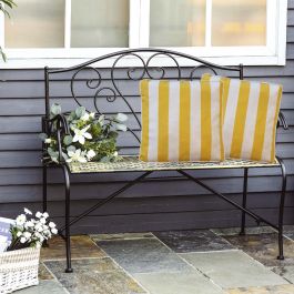 DRALON FUTON CUSHION 40X40 ROW WHITE AND YELLOW