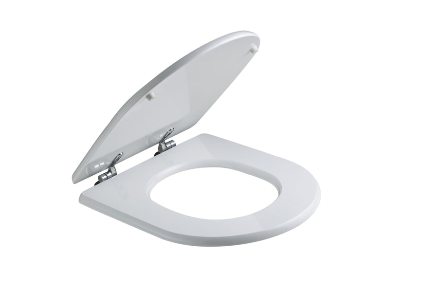 Rectangular MDF toilet seat cover with top-mounted metal fixings, antibacterial