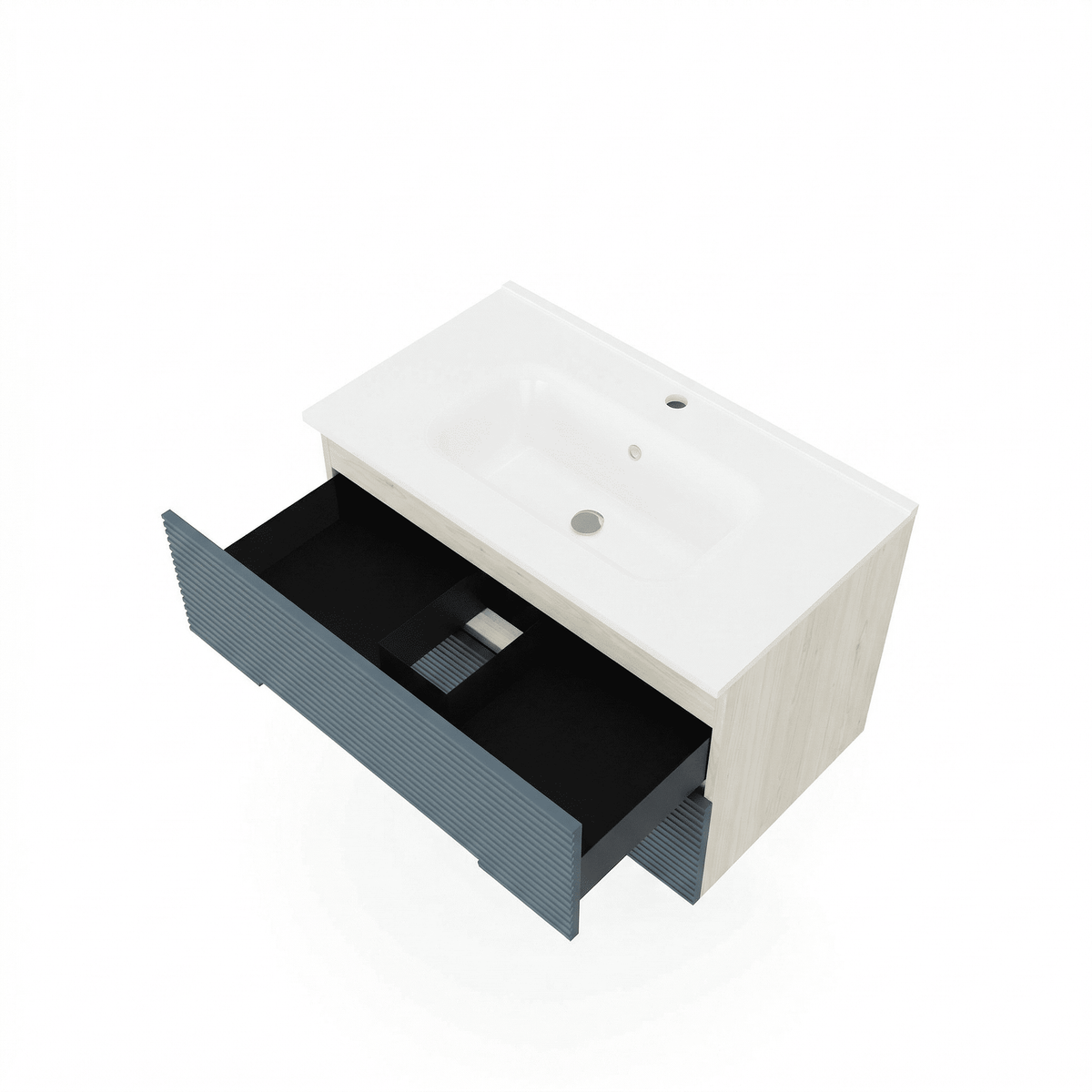 Mobile bagno iris rovere ice/blu mare dogato 80 cm