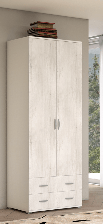 Bricocenter ARMADIO 2 ANTE 2 CASSETTI ROVERE GHIACCIO 80X52X207