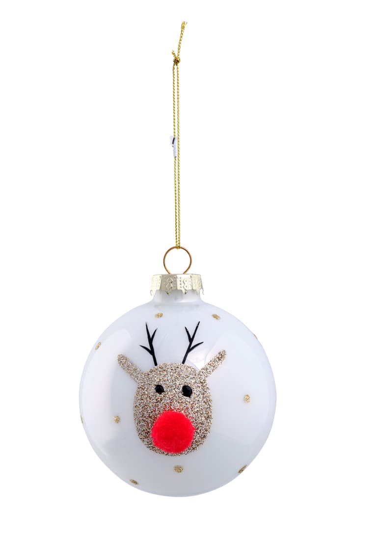 Casa RUDO CHRISTMASBAUBLE Ø8CM WHIT