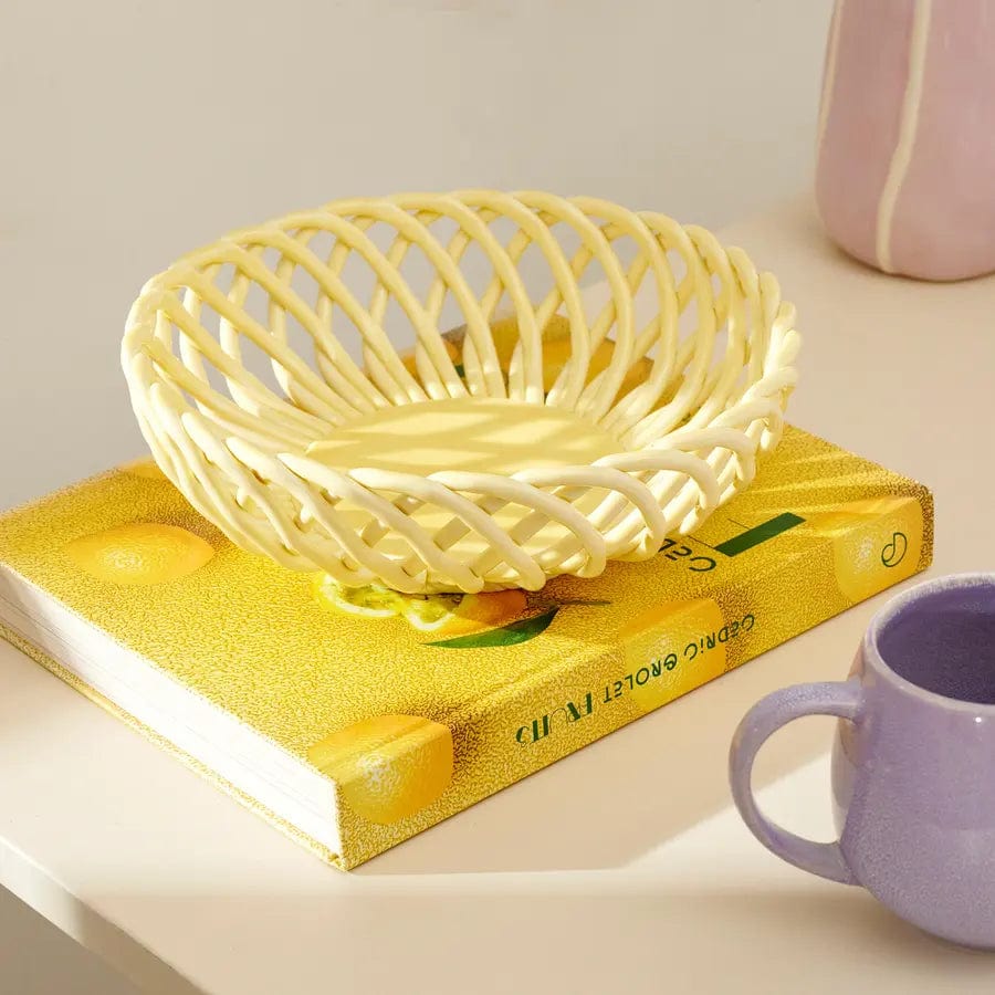 Casa WOVY Light yellow fruit basket