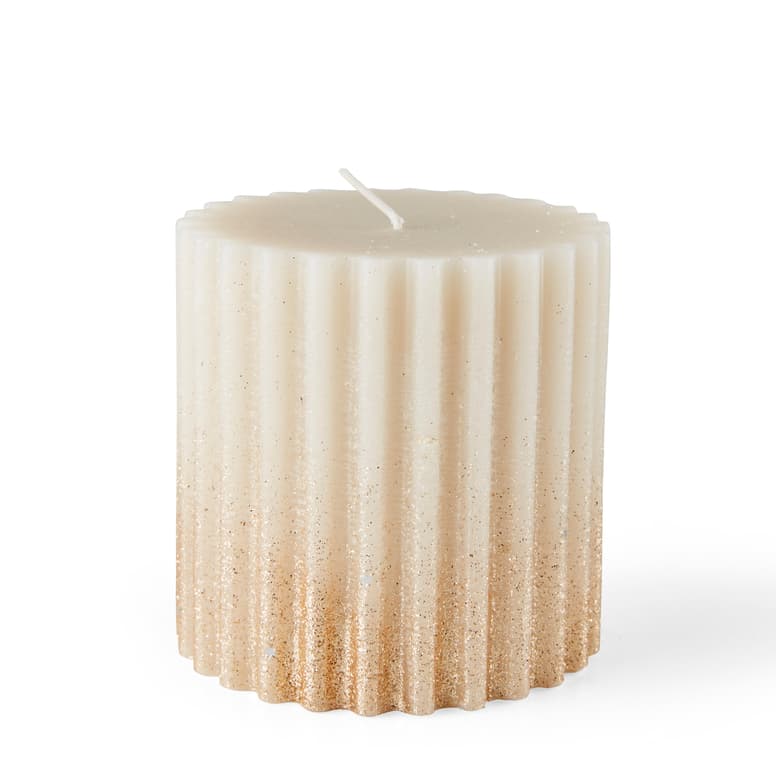 FLOWY Antique white candle, H 10 cm - Ø 10 cm