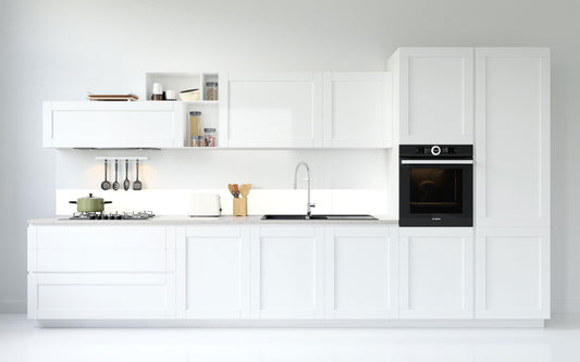 White aluminium splashback panel, 100 x 19 cm