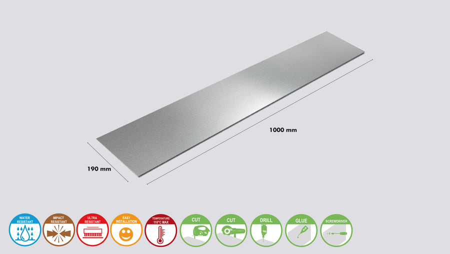 Pannello alluminio paraschizzi 100x19 cm argento