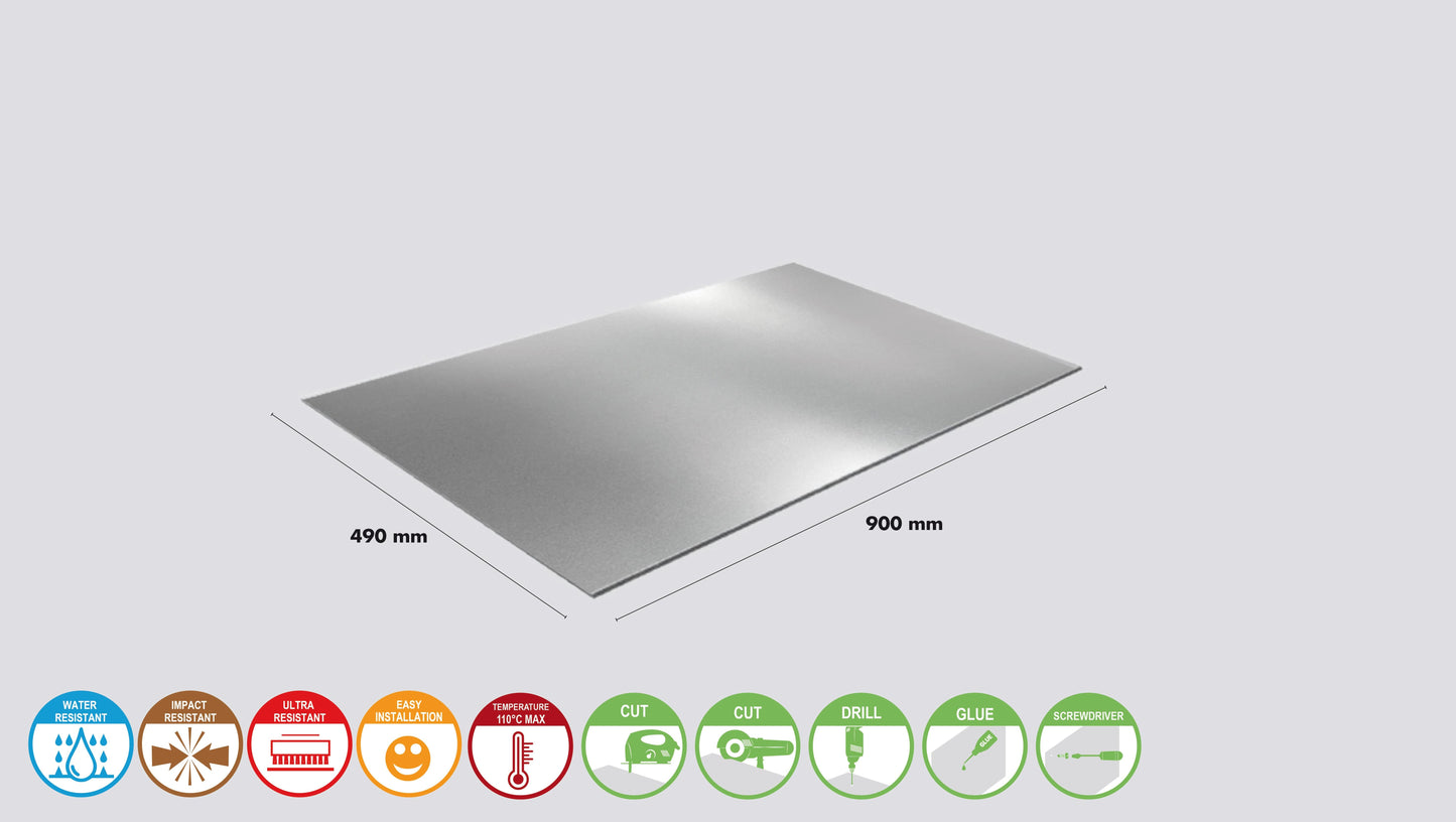Bricocenter 90X49CM SILVER ALUMINUM SPLASH GUARD PANEL