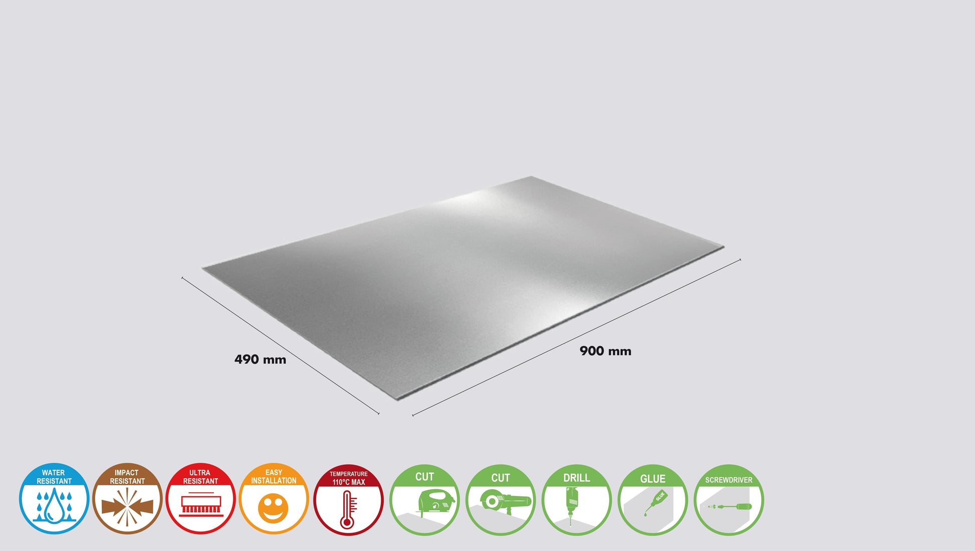 Bricocenter 90X49CM SILVER ALUMINUM SPLASH GUARD PANEL