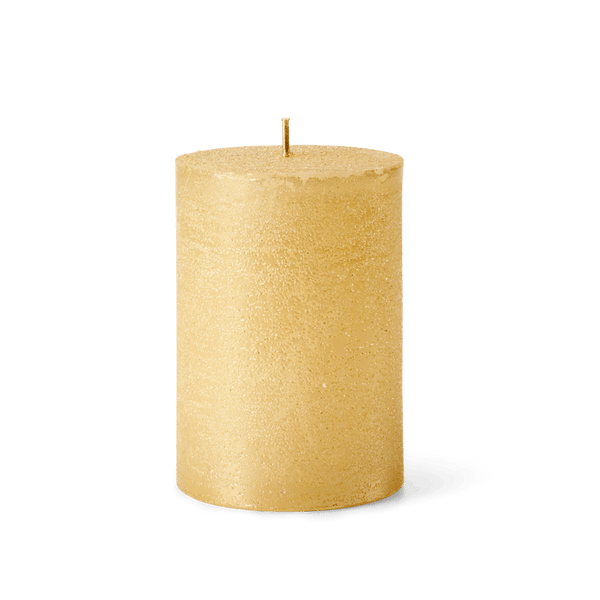 SHINY Golden cylindrical candle, H 10 cm - Ø 7 cm