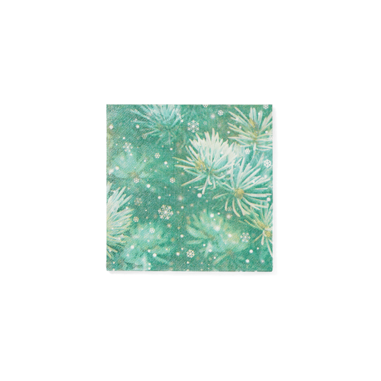 PINE Set of 20 green napkins, W 33 x L 33 cm