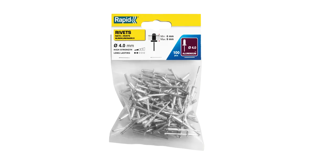 RIVETS 4 X 12MM ALUMINUM IN BAG OF1