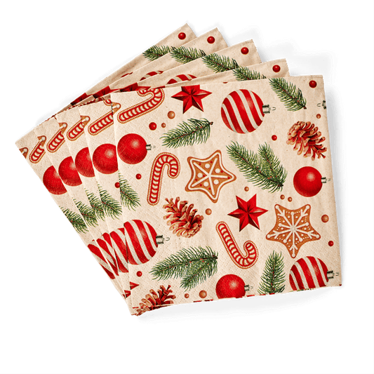 ECO SWEET XMAS Set of 20 multicolored napkins, W 33 x L 33 cm