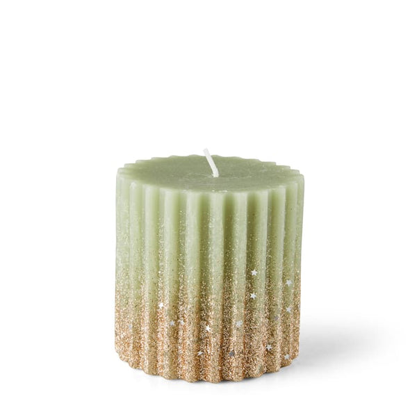 FLOWY CANDLE GLITTER 8CM GREN