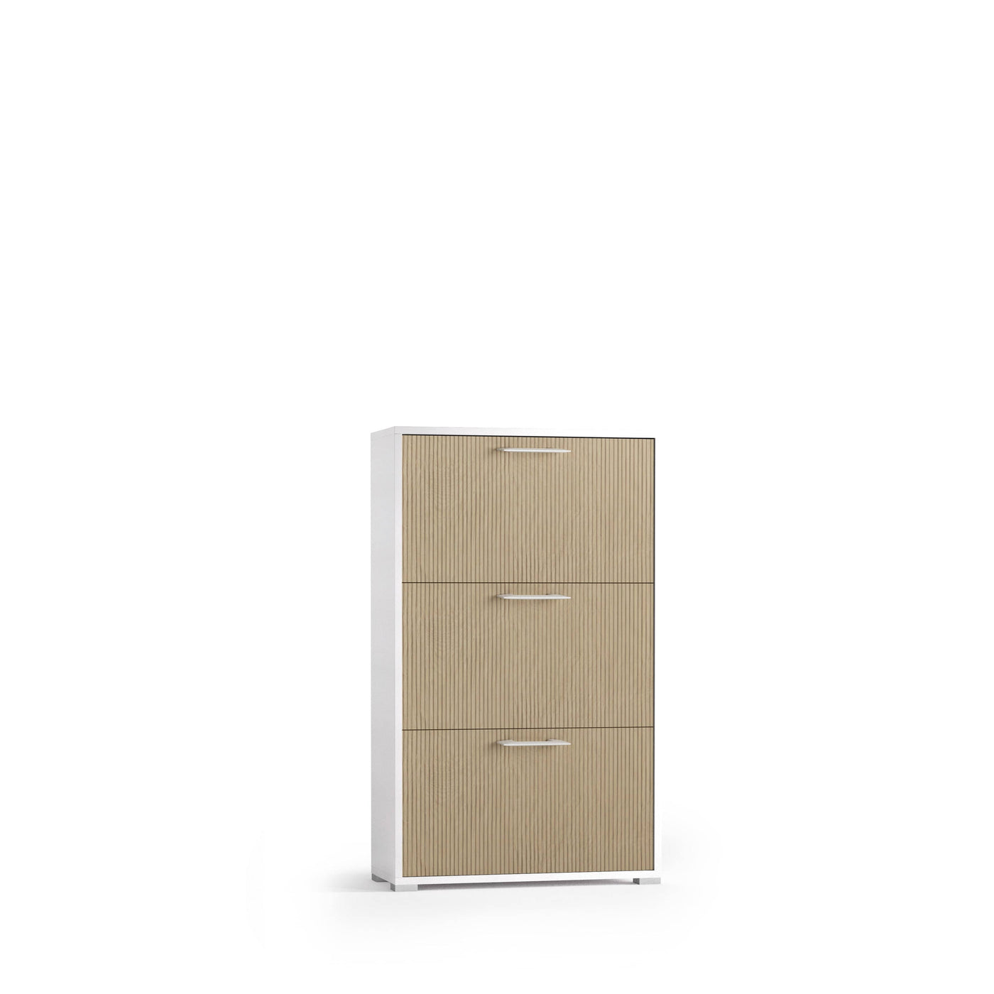 Bricocenter DOUBLE DEPTH SHOE RACK BCO/CANED TOP CM. L67XP28XH112 THREE DOORS 18 PAIRS OF SHOES