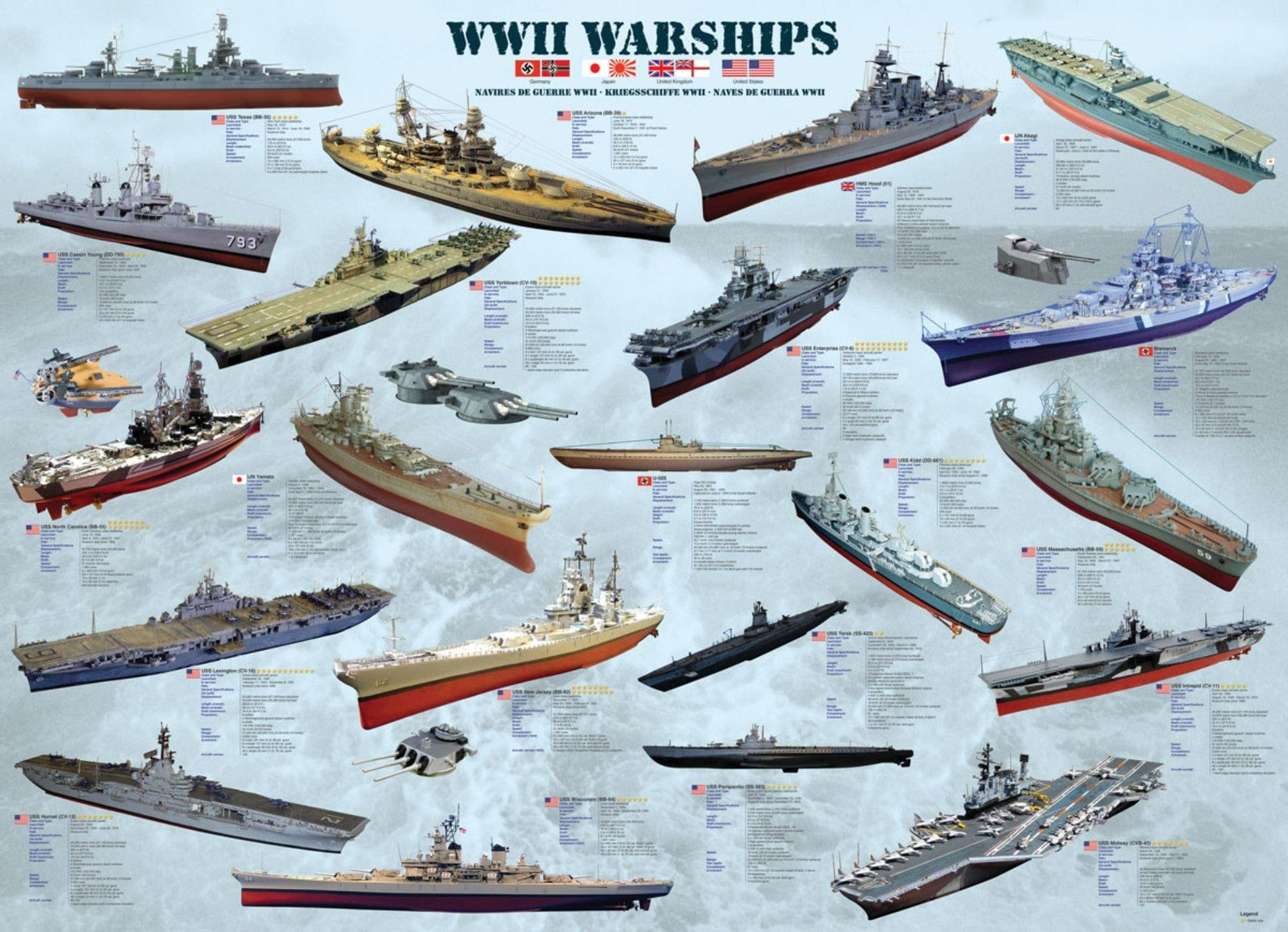 Toys 1000 Piece Jigsaw Puzzle - WW II Warships