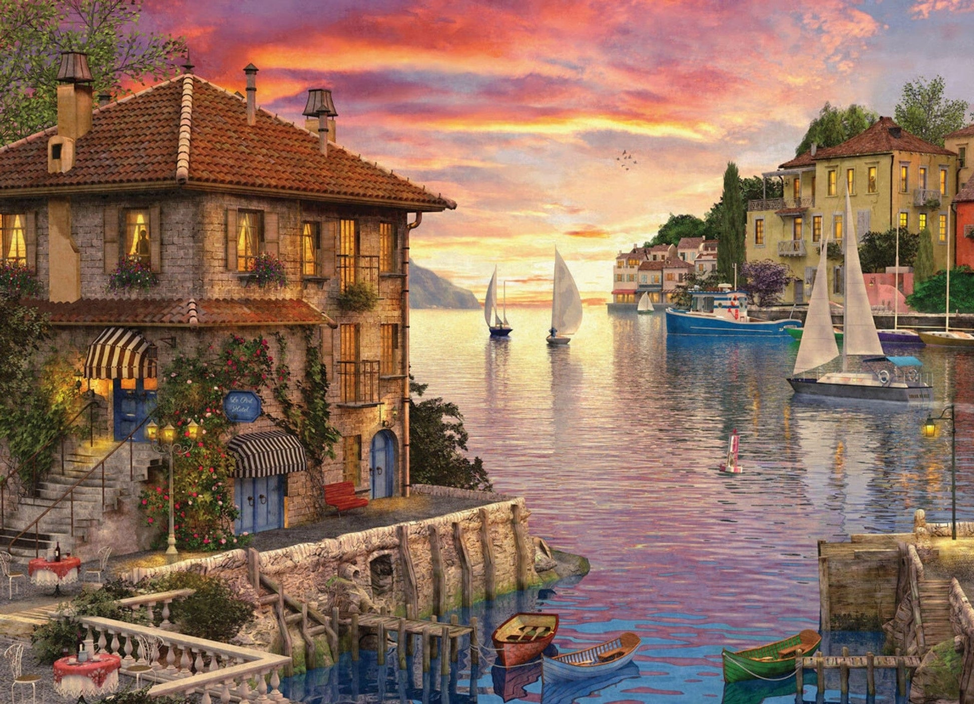 Toys 1000 Piece Jigsaw Puzzle - Davison, Dominic: Mediterranean Harbor