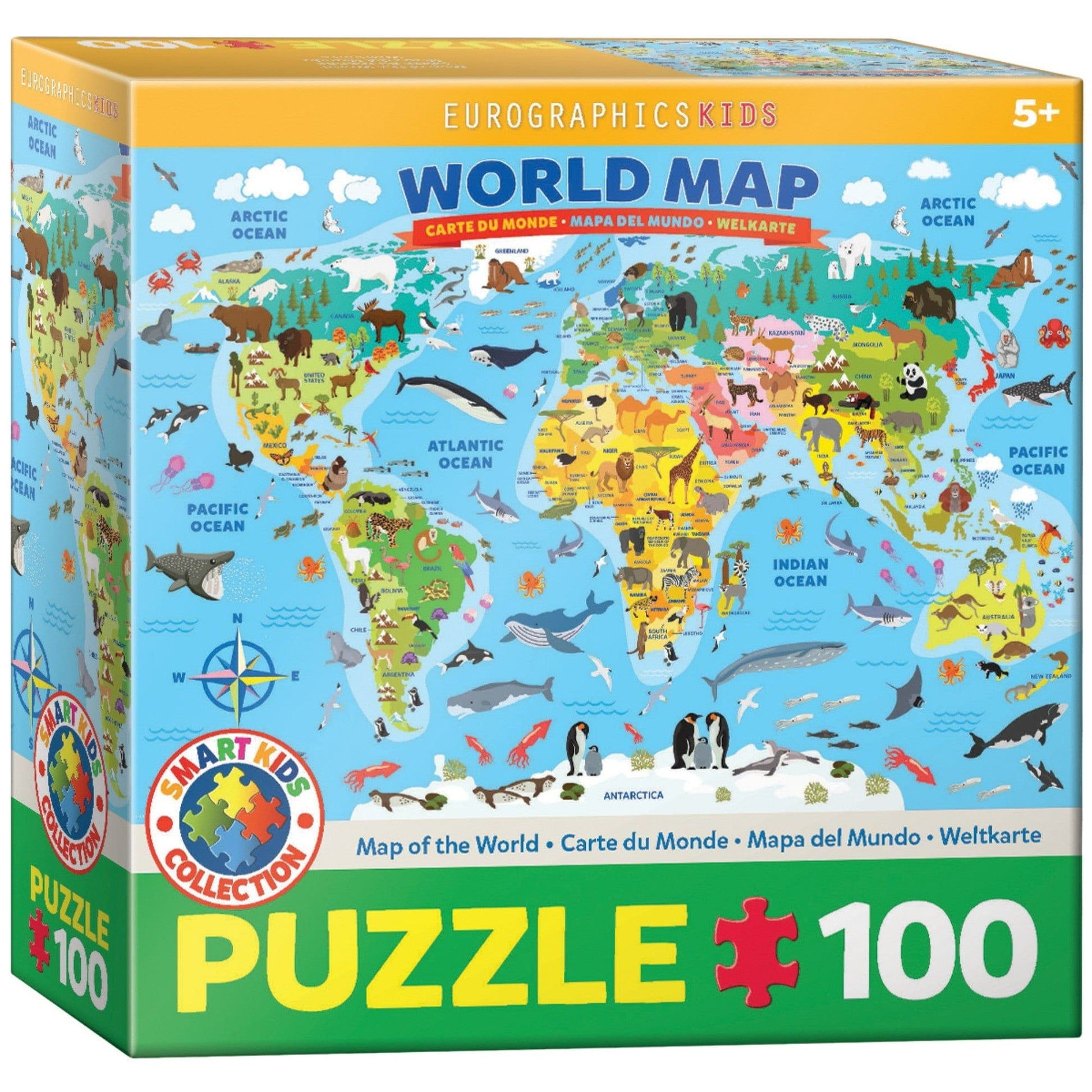 Toys 100 Piece Puzzle - Map World Illustrated 100-Piece Puzzle