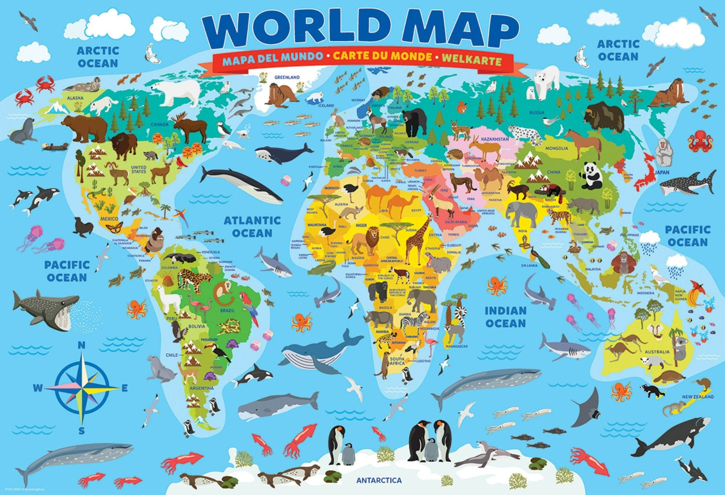 Toys 100 Piece Puzzle - Map World Illustrated 100-Piece Puzzle