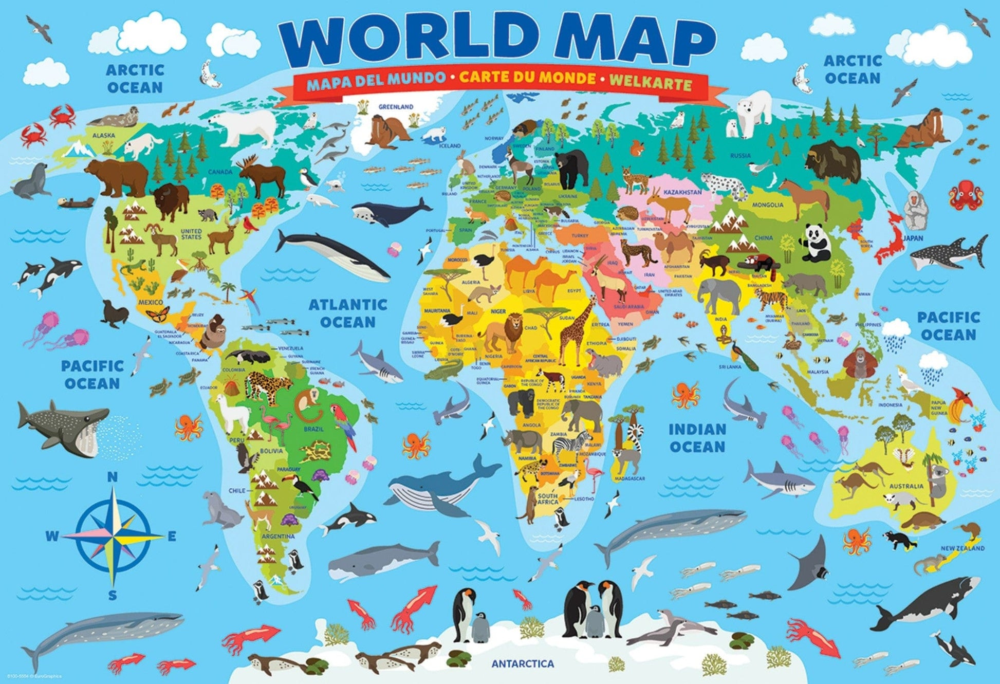 Toys 100 Piece Puzzle - Map World Illustrated 100-Piece Puzzle