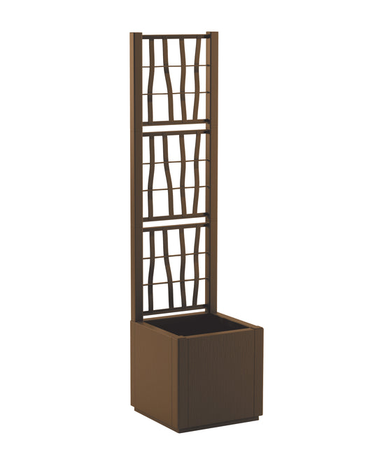 Ethica square planter with back panel, coffee colour, H40 x W36 x D36 cm