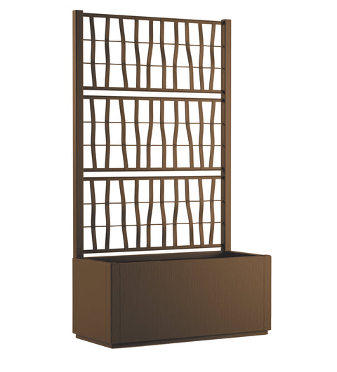 Ethica planter with a coffee-coloured back panel, H140 x W80 x D36 cm