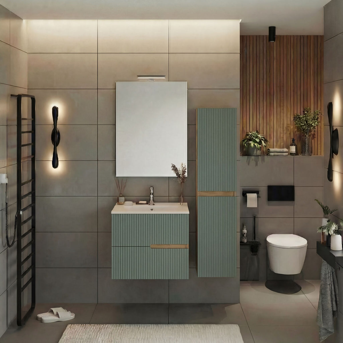 Mobile bagno new eva rovere naturale/salvia cannettato  60 cm