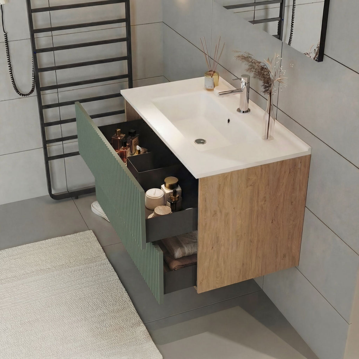 Mobile bagno new eva rovere naturale/salvia cannettato  60 cm