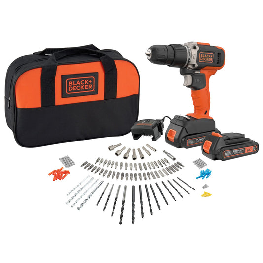 18V PERCUSSION SCREW DRILL WITH DOUBLE BATTERY 1.5Ah, 120 ACCESSORIES SOFT BAG
