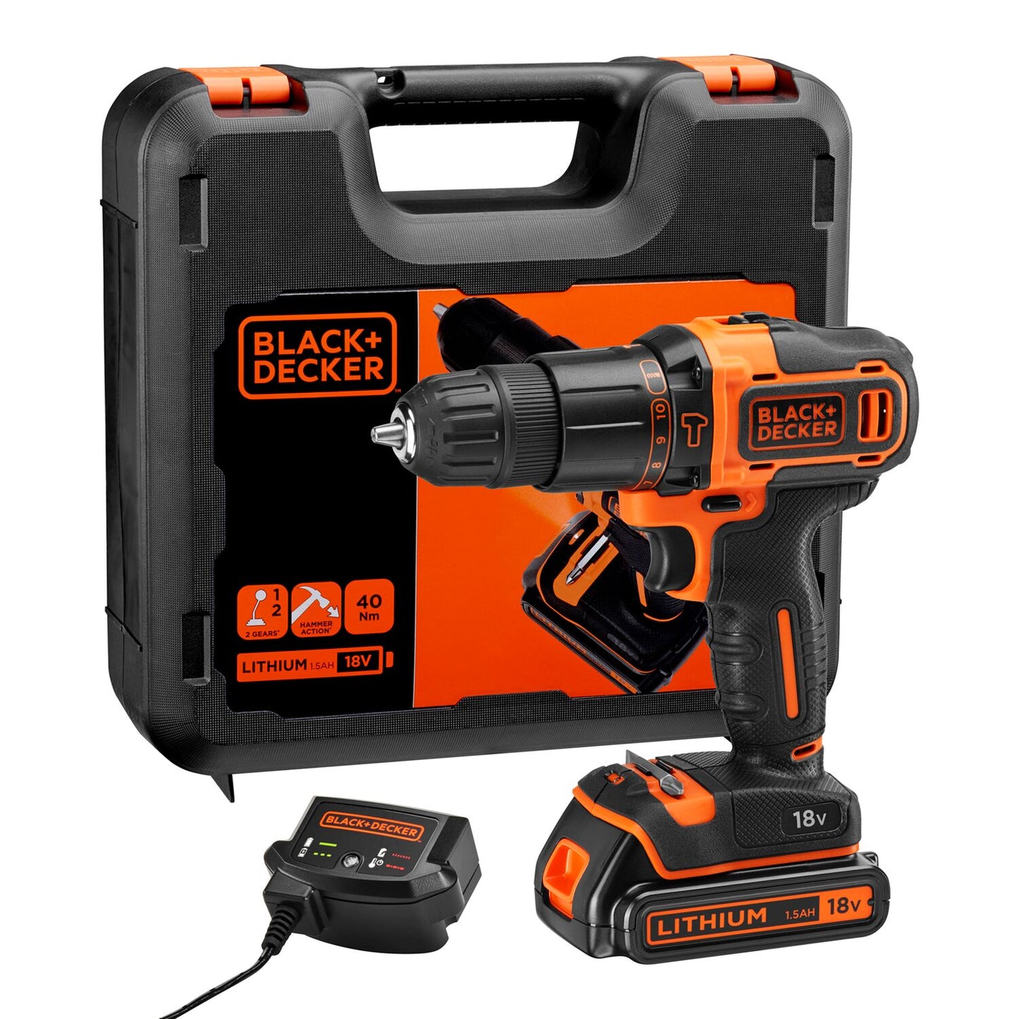 BLACK&DECKER 18V IMPACT DRILL, 1 BATTERY 2.0AH