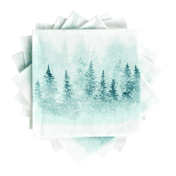 WINTERIDYLL Set of 20 green napkins, W 33 x L 33 cm