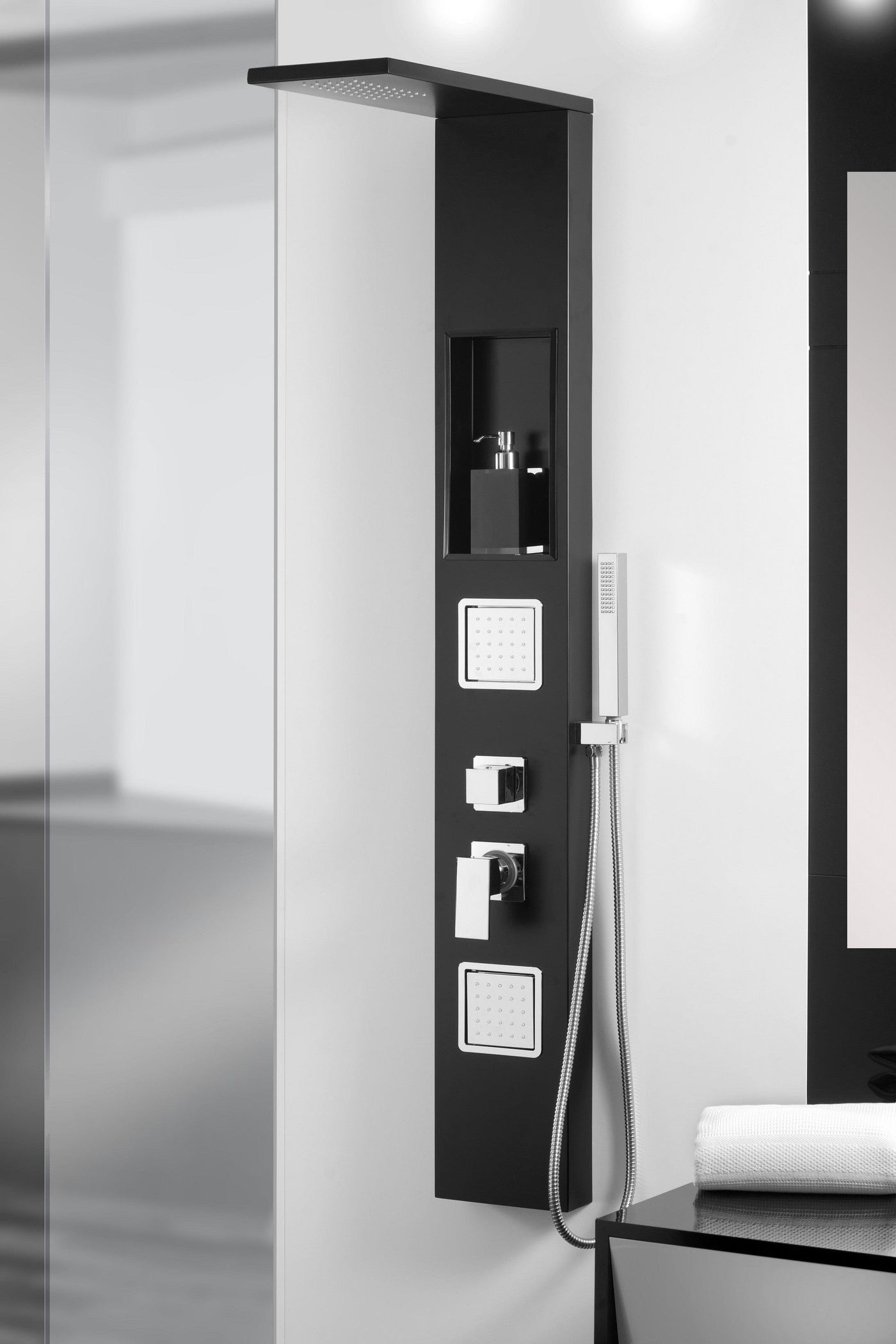 Bricocenter COLONNA DOCCIA IDRO ALLUMINIO NERA KETMIE H152 L. CM 20