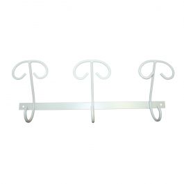 WROUGHT IRON COAT RACK 3 PLACES WHITE